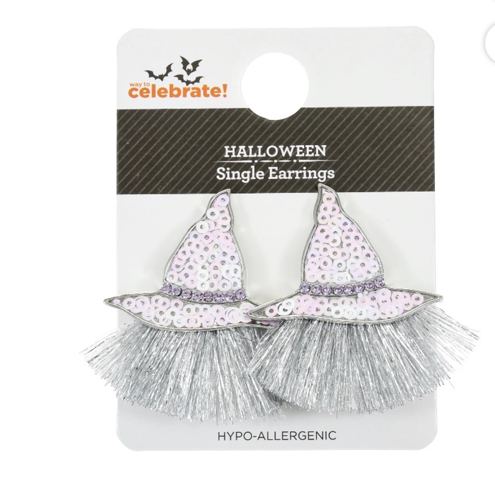 Way to Celebrate Halloween Iridescent Witch Hat Earrings